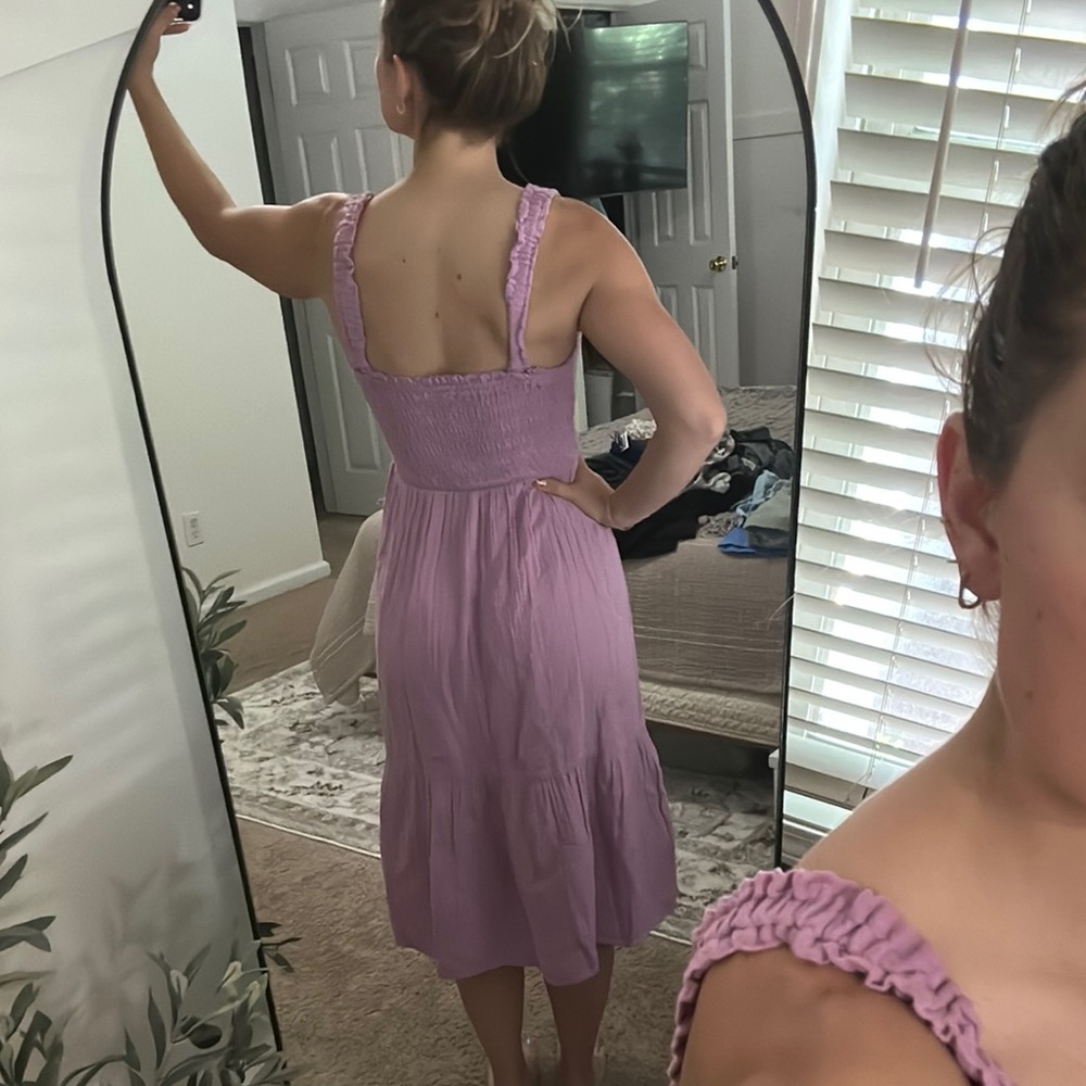 NEW GAP Purple Smocked Tiered Midi Sundress - Picture 2 of 3